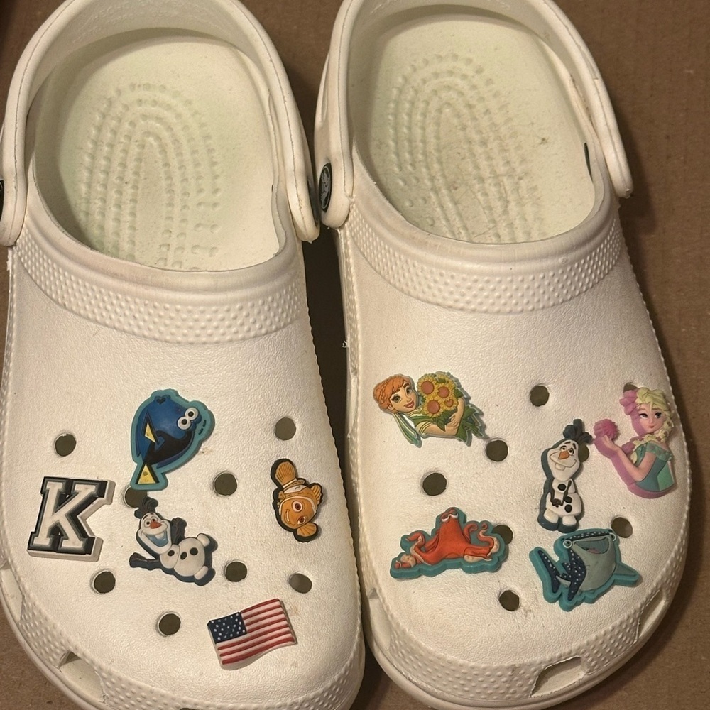 CROCS White Mules & Clogs with Playful Charms